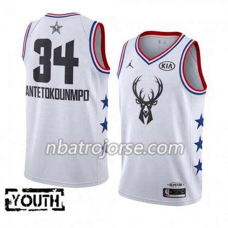 Barn Milwaukee Bucks Tröja Giannis Antetokounmpo 34 2019 All-Star Jordan Brand Vit Swingman Barn Milwaukee Bucks Tröja Giannis Antetokounmpo 34 2019 All-Star Jordan Brand Vit Swingman